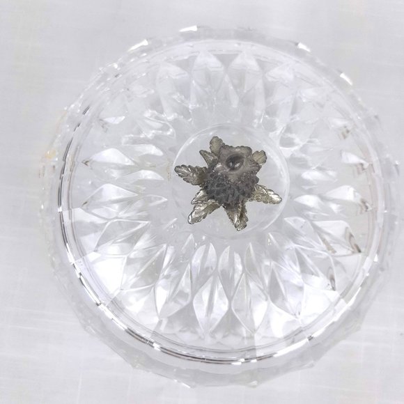 Val St Lambert Crystal Glass Covered Candy Dish Thistle Pineapple Finial Signed - Picture 7 of 12